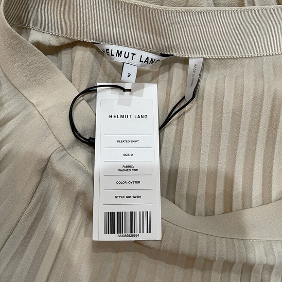 Helmut Lang Pleated Chiffon Midi Skirt Womens Size 2 High Waist  Oyster NEW - Picture 11 of 13